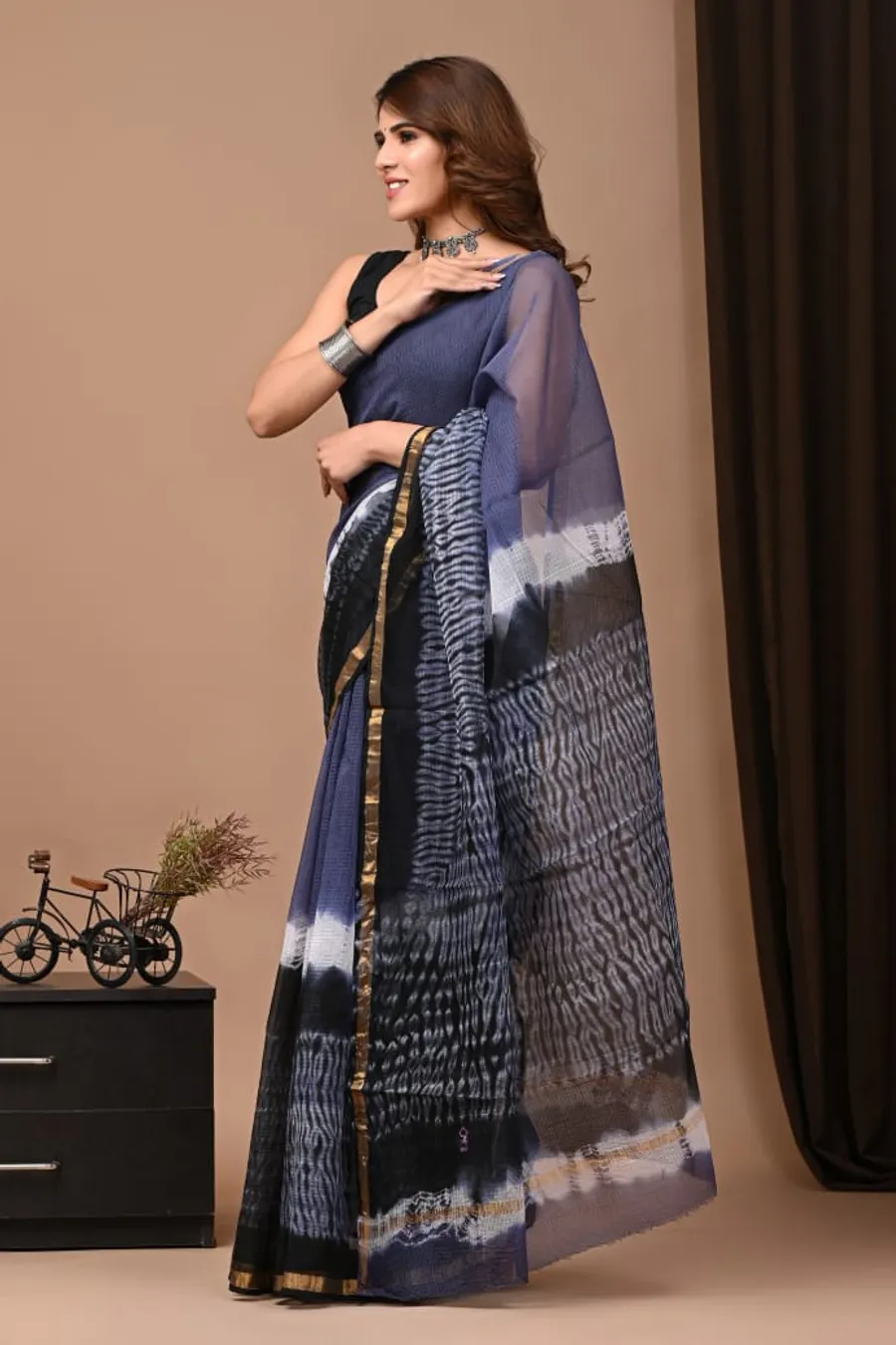 Traditional Handcrafted Bagru Print Kota Saree